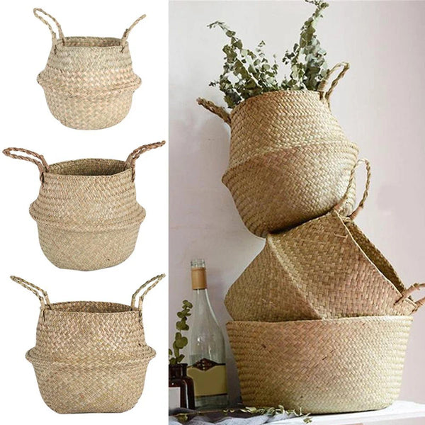 Panier en Osier LuanQI - Panier de Rangement Pliable en Rotin pour Jouets, Linge, Plantes et Décoration Maison