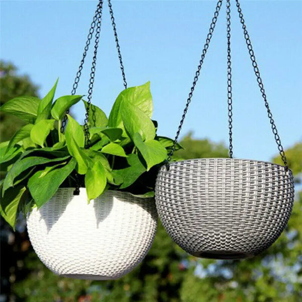 Panier Suspendu en Résine pour Plantes – Pot de Fleurs à Suspendre pour Décoration de Jardin, Balcon ou Mur