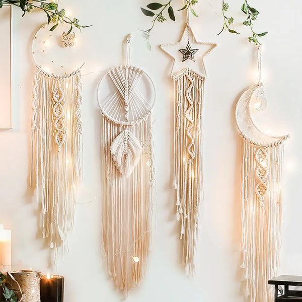 Attrape-Rêves Macramé Bohème – Décoration Murale Lune pour Maison, Ramadan, Chambre de Bébé et Déco Nordique