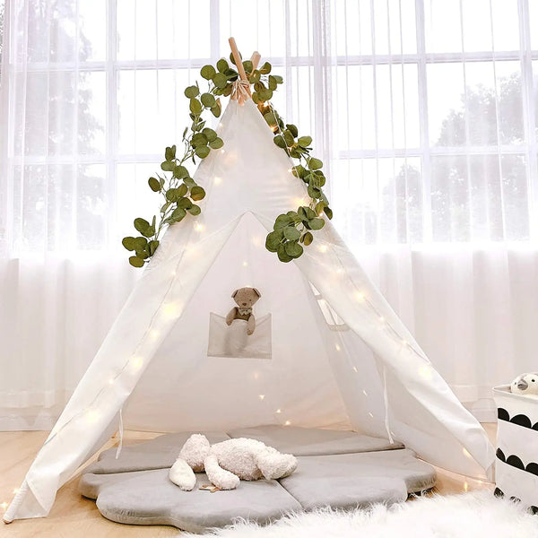 Portable KidsTente Teepee Portable pour Enfants - Cabane Tipi pour Filles et Garçons - Maison de Jeu avec Décoration et Lumières LED Tent Teepee Tent For Children Tipi Infantil House For Girl Cabana Boy Tents Decoration Carpet LED Lights