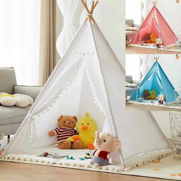 Tente Teepee pour Enfants - Maison de Jeu Tipi - Tente Indienne en Toile - Chambre de Jeu, Décoration de Fête, Tente de Plage pour Enfants