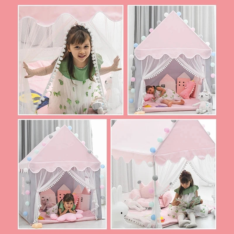 Grande Tente de Jeu pour Enfants - Château de Princesse Rose - Tente Tipi Pliables pour Enfants - StellerBrand