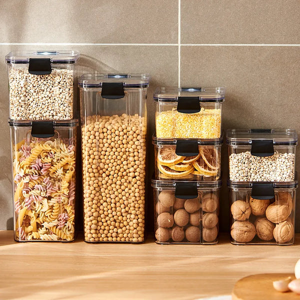 Bocaux Scellés en Plastique pour Cuisine - Boîtes de Rangement Hermétiques - Organisateur d’Aliments