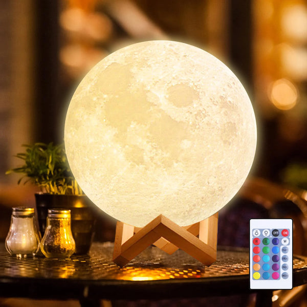 Lampe de Lune LED 16 Couleurs Rechargeable avec Télécommande - Idéale pour la Chambre, Cadeau d’Anniversaire