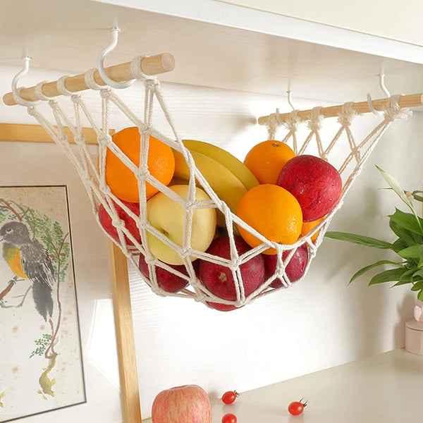 Panier Suspendu Sous Cabinet pour Fruits - Panier de Rangement en Maille pour Cuisine | Accessoires de Cuisine Pratiques, Filet de Rangement pour Fruits