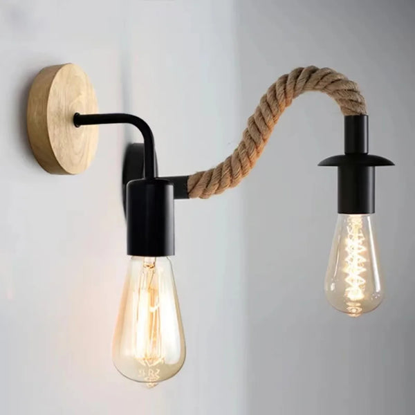 Lampe Murale Vintage en Corde de Chanvre – Style Industriel