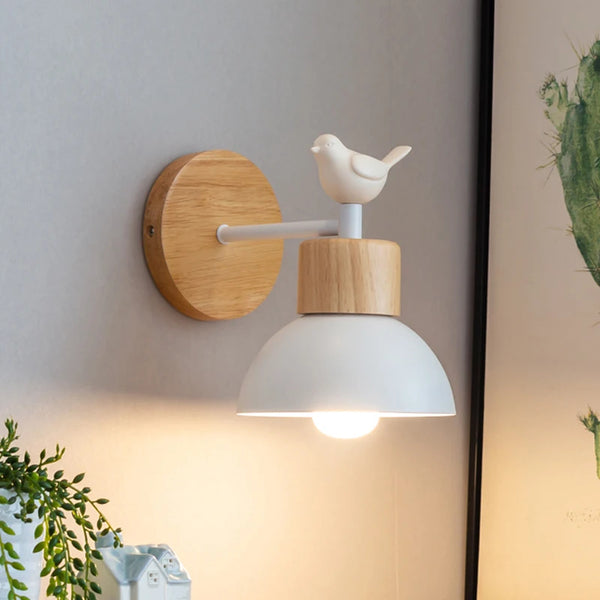 Lampe Murale Scandinave en Bois LED – Applique Moderne avec Ampoule pour Chambre, Balcon, Escalier, Salle à Manger et Bureau