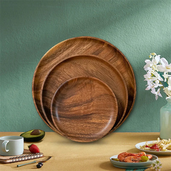 Assiettes en Bois Jillian - Élégance Naturelle pour Votre Table