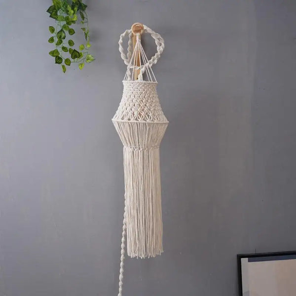 Abat-Jour Boho Tissé à la Main - Lampe Suspendue Macramé pour Décoration Murale et Ambiance Moderne