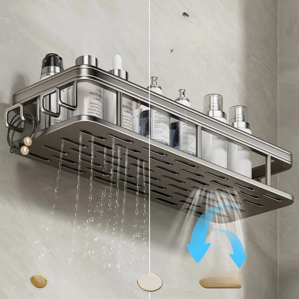 Étagère Murale de Salle de Bain sans Perçage, Organisateur de Shampooing et Maquillage, Porte Accessoires de Douche