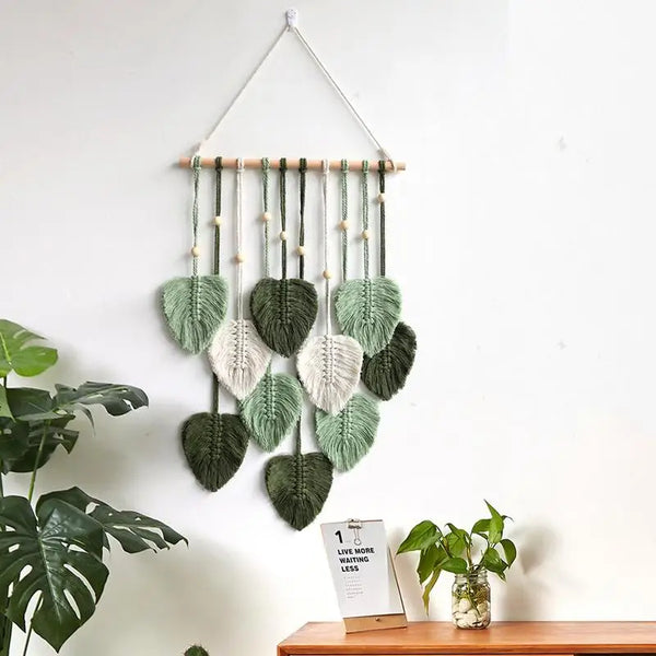 Décoration Murale Bohème en Feuille Macramé – Ornement Tissé à la Main pour Maison et Cadeaux