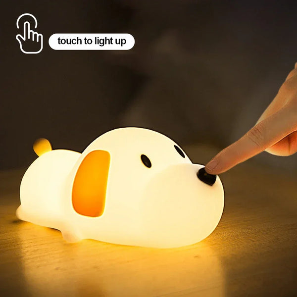 Lumière de Nuit Lampe Chien Mignon avec Capteur Tactile – Lampe d’Ambiance Dimmable pour Enfants et Cadeau de Fête