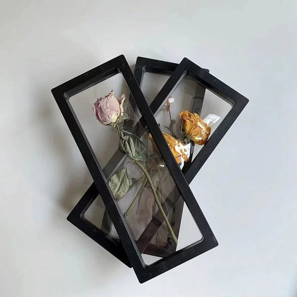 Cadre Photo Transparent Minimaliste 3D pour Fleurs Séchées - Décoration de Bureau et Salon