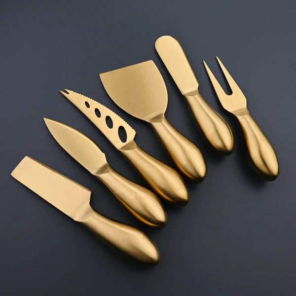 Set de 6 Couteaux Miniatures en Acier Inoxydable Doré pour Beurre, Fromage, et Découpe - Outils de Cuisine Élégants