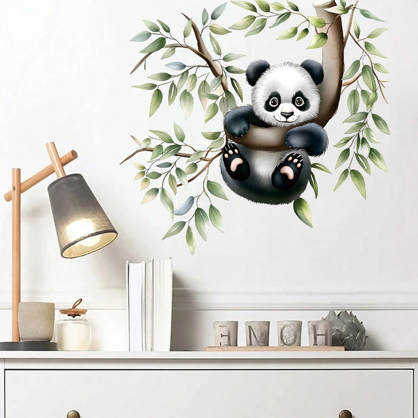 Stickers Muraux Panda Cartoon - Escalade d’Arbres pour Chambre d’Enfant