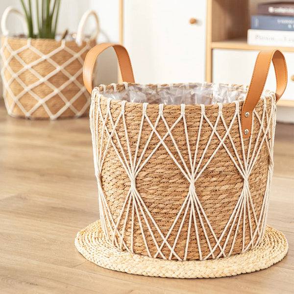 Panier de Rangement en Rattan – Pot de Fleurs pour Salon, Décoration Moderne et Durable pour Extérieur et Intérieur