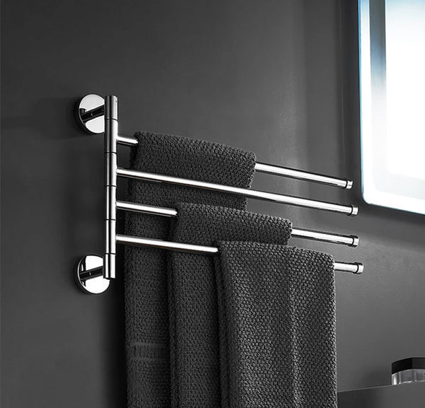 VGX Porte-serviettes Rotatif à 3-4 Bras, Barre Pivotante Murale en Acier Inoxydable 304 Chromé pour Salle de Bain