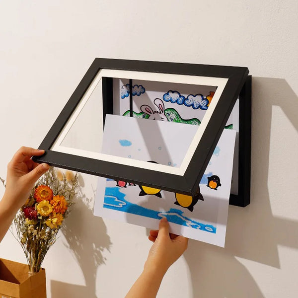 Cadre Artiste pour Enfants avec Ouverture Magnétique et Design Modifiable – Parfait pour Exposer Dessins, Peintures et Photos