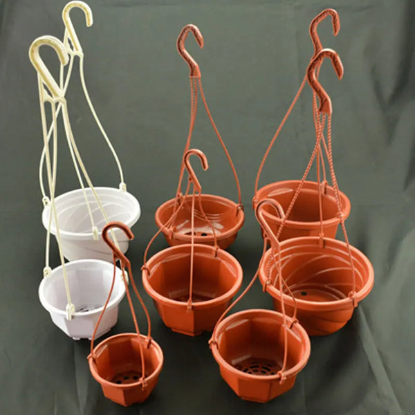 Panier Suspendu Octogonal en Plastique – Pot de Fleurs pour Jardin, Balcon, Intérieur et Extérieur avec Crochet