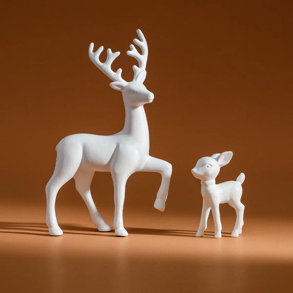 Décoration de Chambre Enfant - Sculptures Maman Cerf et Faon Kawaii pour Noël