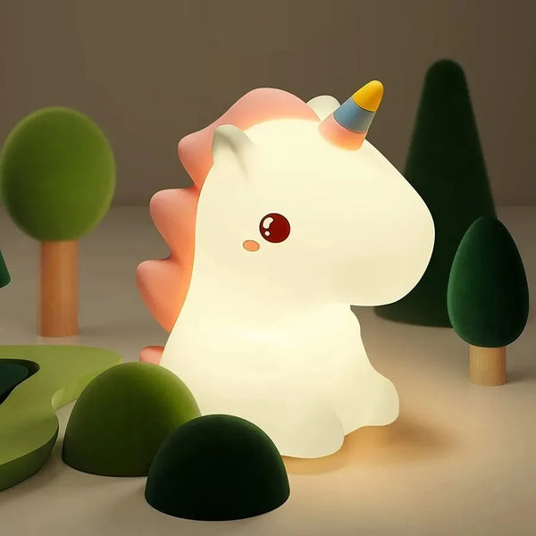 Lampe de Nuit Licorne en Silicone LED - Lampe de Nuit Tactile Rechargeable USB pour Enfants