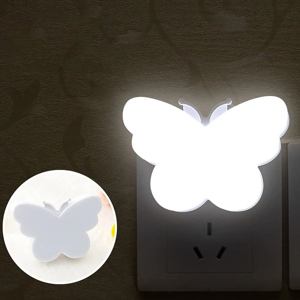 Lampe de Nuit Papillon avec Capteur Intelligent Dusk to Dawn - Prise Murale, 220V EU