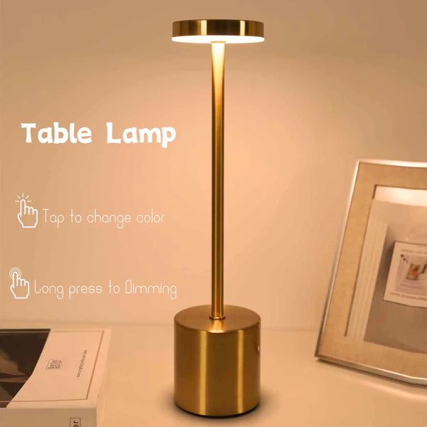 Lampe de Table LED Rechargeable Tactile Métallique à Trois Couleurs - Lampe de Chevet Créative, Lumière Ambiante pour Décoration Extérieure et Intérieure