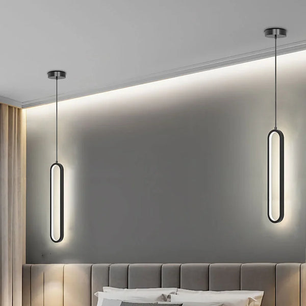 Lustre Moderne Minimaliste LED pour Chambre, Restaurant et Salon – Suspension en Or et Noir