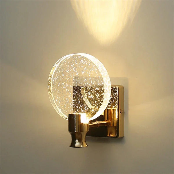 Applique Murale Cristal LED Moderne, Lampe en Verre pour Chambre, Salon et Salle de Bain