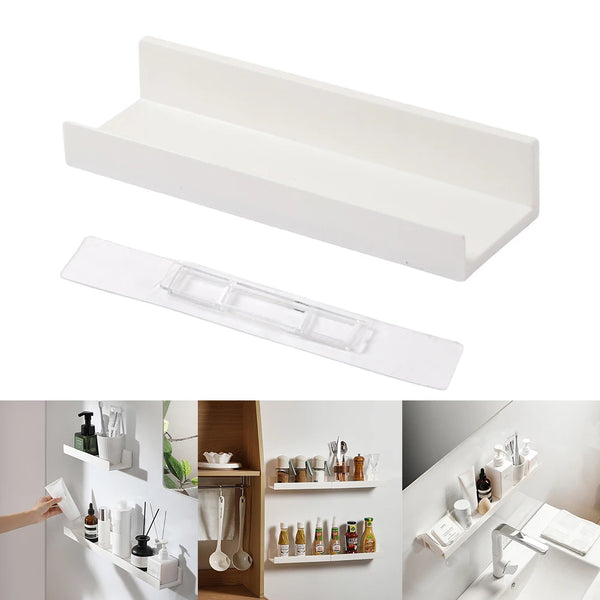 Étagère Murale de Salle de Bain sans Perçage – Organisateur de Douche, Rack de Rangement, Étagère d’Angle en ABS pour Shampooing et Cuisine