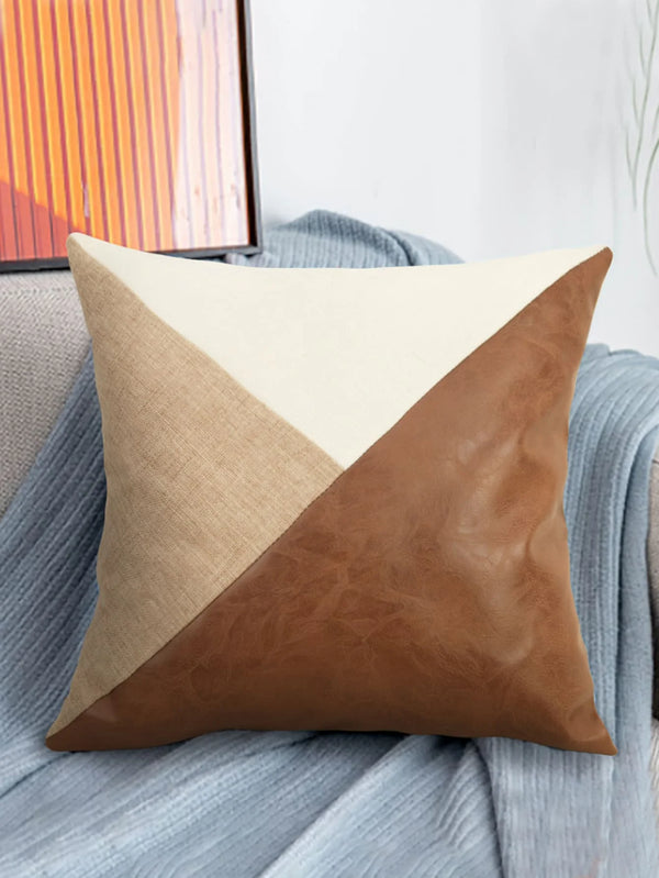 Housse de Coussin Moderne Triangle en Similicuir - Décoration Canapé, Lit et Fenêtre de Baie