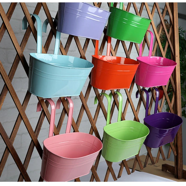 Pots de Fleurs Suspendus avec Crochet Double Détachable – Panier Métallique pour Balcon, Clôture et Décoration de Jardin