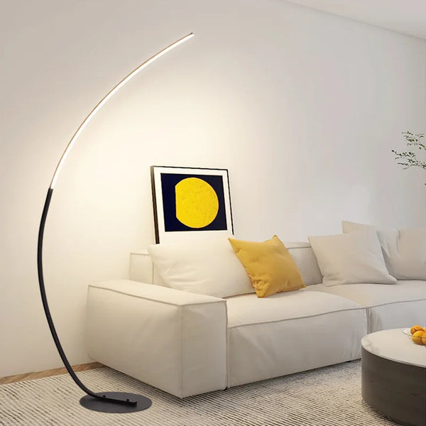 Lampadaire LED Nordic Corner – Lampe de Sol Noire et Blanche avec Télécommande APP, Dimmable pour Salon, Salle à Manger et Décoration Intérieure