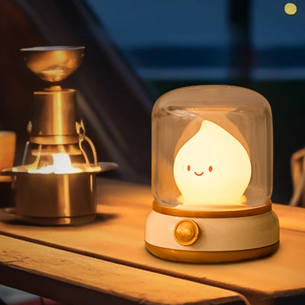 Lampe de Nuit Kérosène Mignonne - Lampe Décorative LED Rechargeable USB